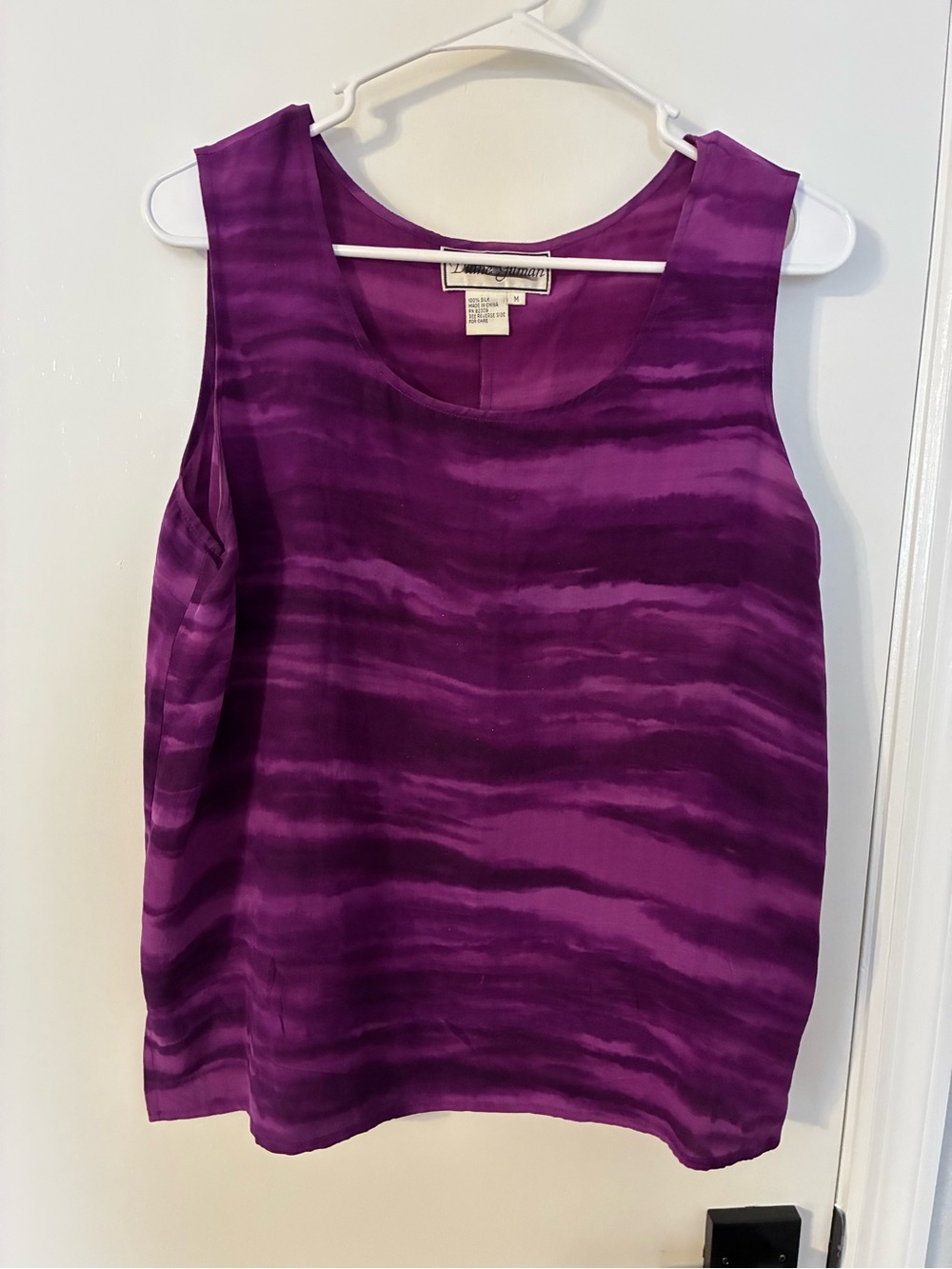 Diane Gilman Purple Sleeveless Silk Tank Top